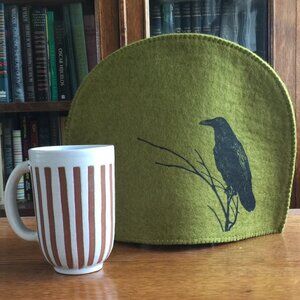 Handmade Tea Pot Cozy Raven Crow Warmer NEW Artisan Felted Eco-Friendly Wool